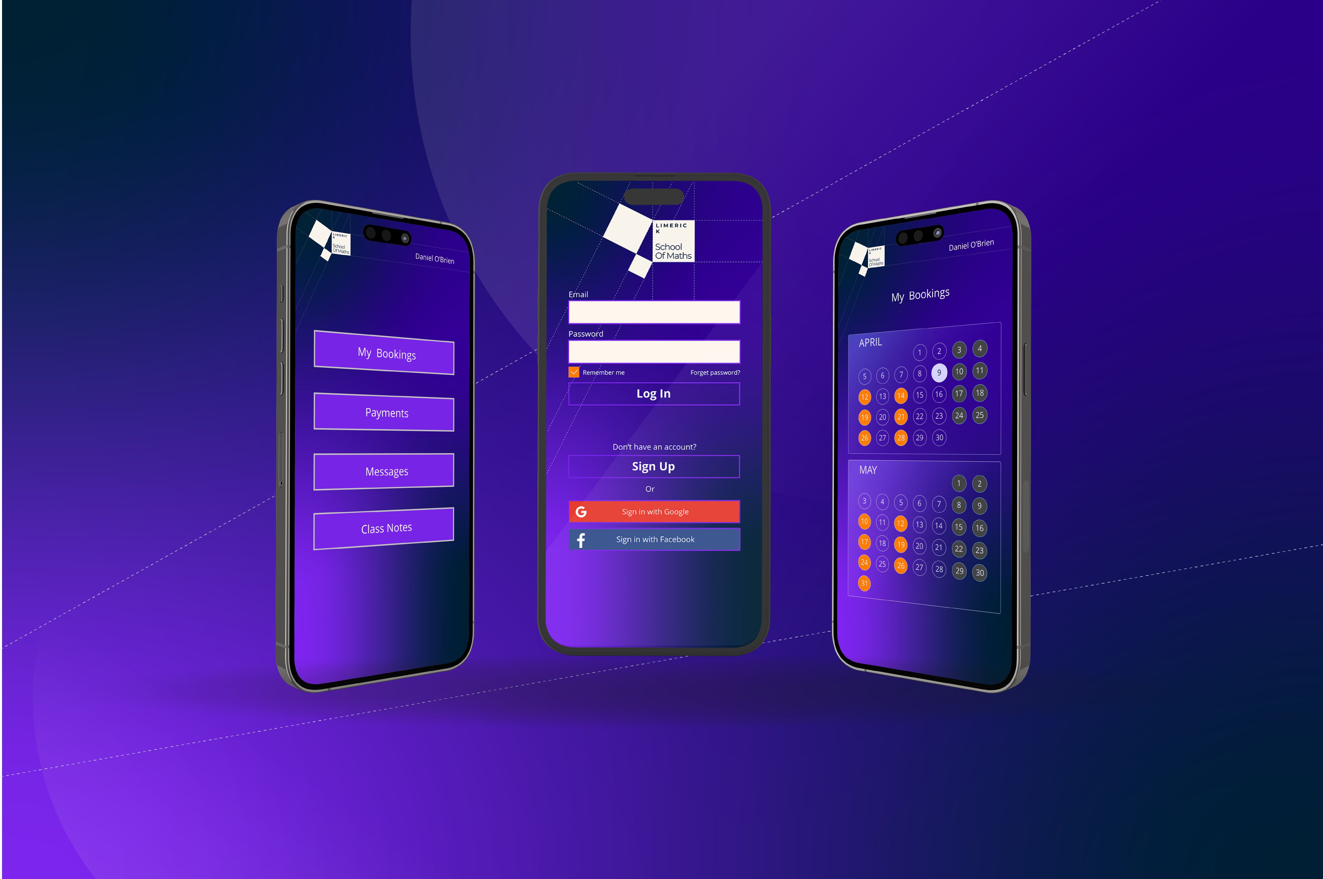 UI mockup for Limerick School Of Maths